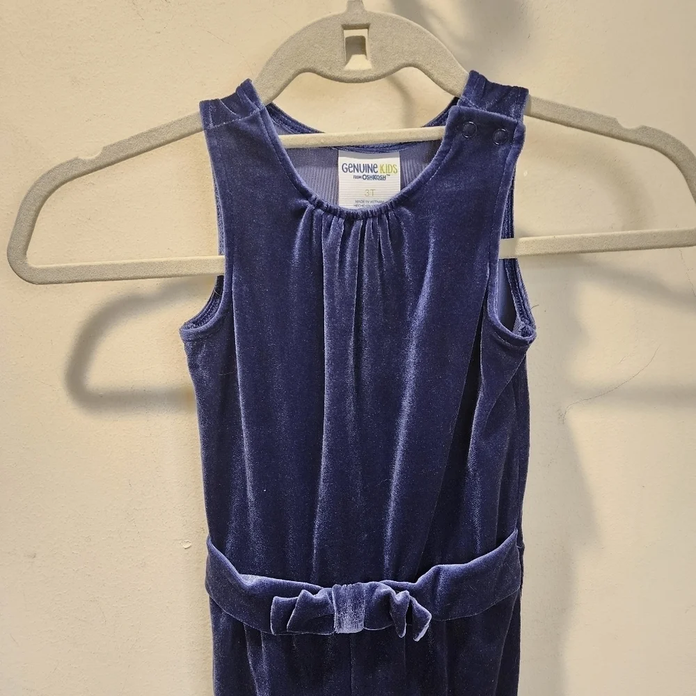 GENUINE Kids From Oshkosh Velour purple jumpsuit size 3T